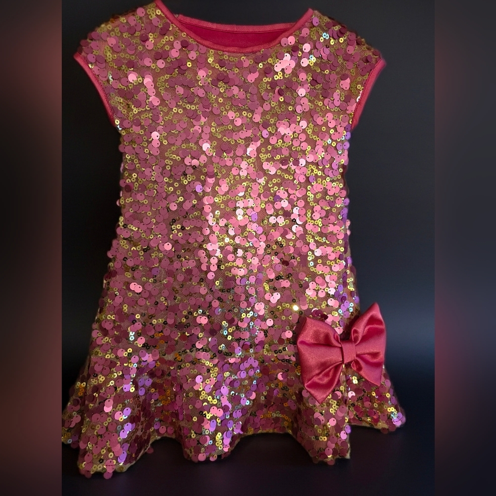DOLLS AND DIVAS COUTURE Pink and Gold Sequin Toddler's Dress